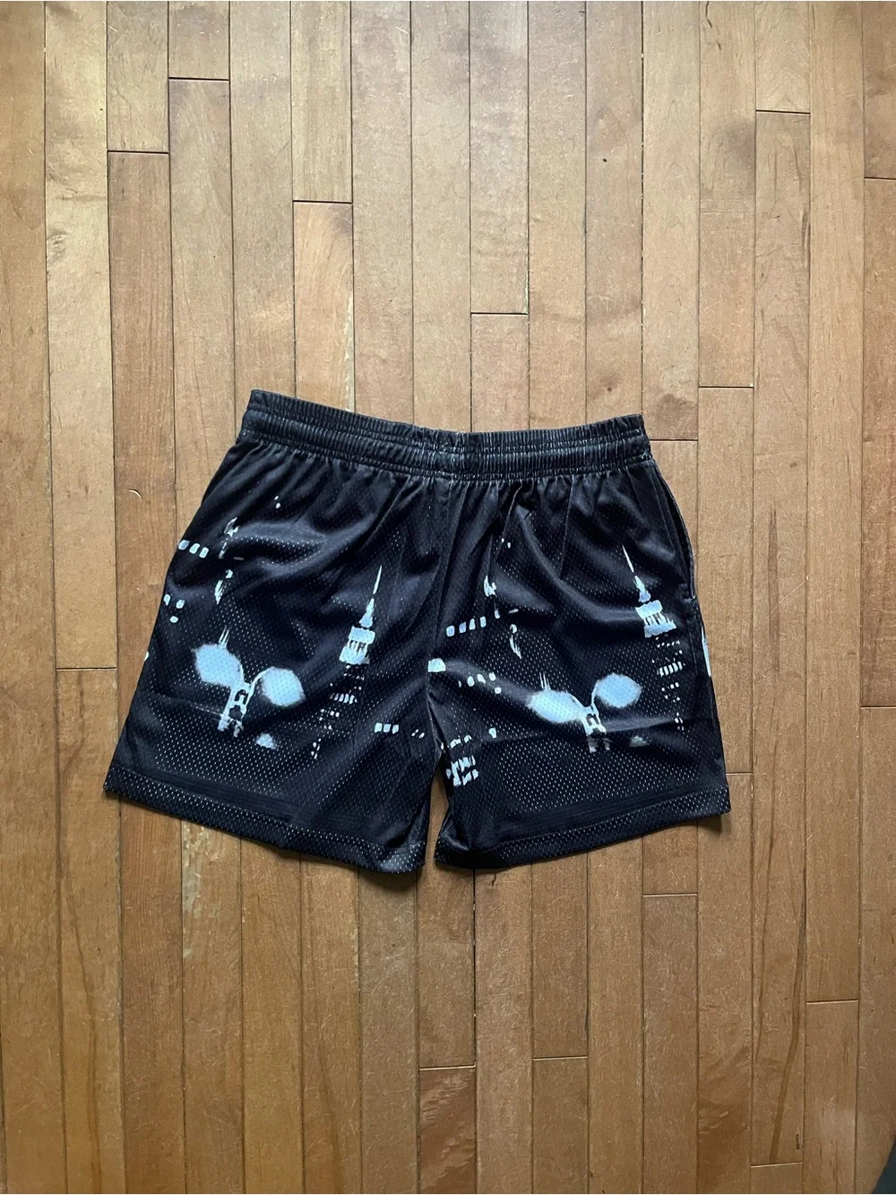 Eric Emanuel Black Athletic Shorts with White skyline